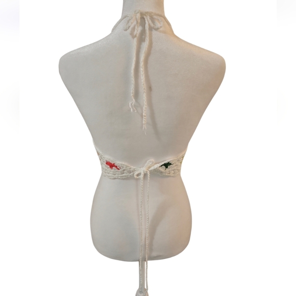 Handmade Crochet Halter Top Granny Square Floral Multicored Boho Bikini Top - Picture 10 of 17